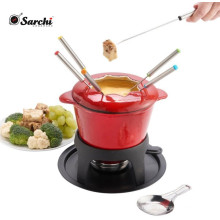 Vente en gros d&#39;Amazon 11 pièces Fondue en fonte émaillée Set 2 Quart